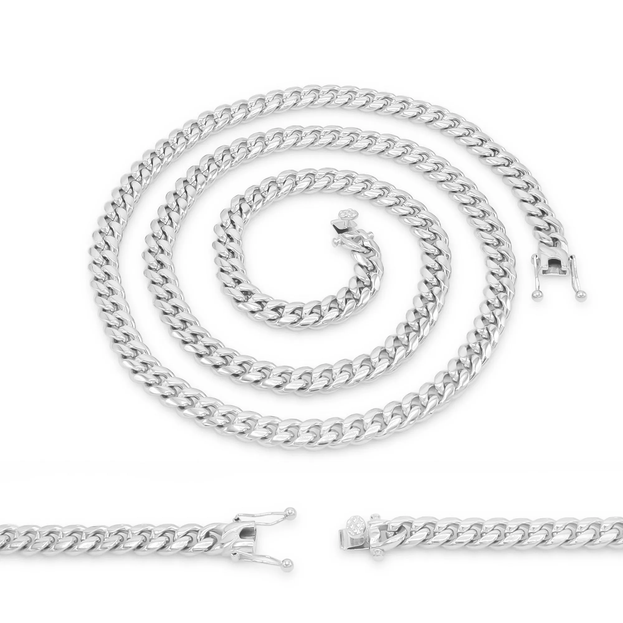 Silver Cuban Link Stainless Steel Necklace 30"