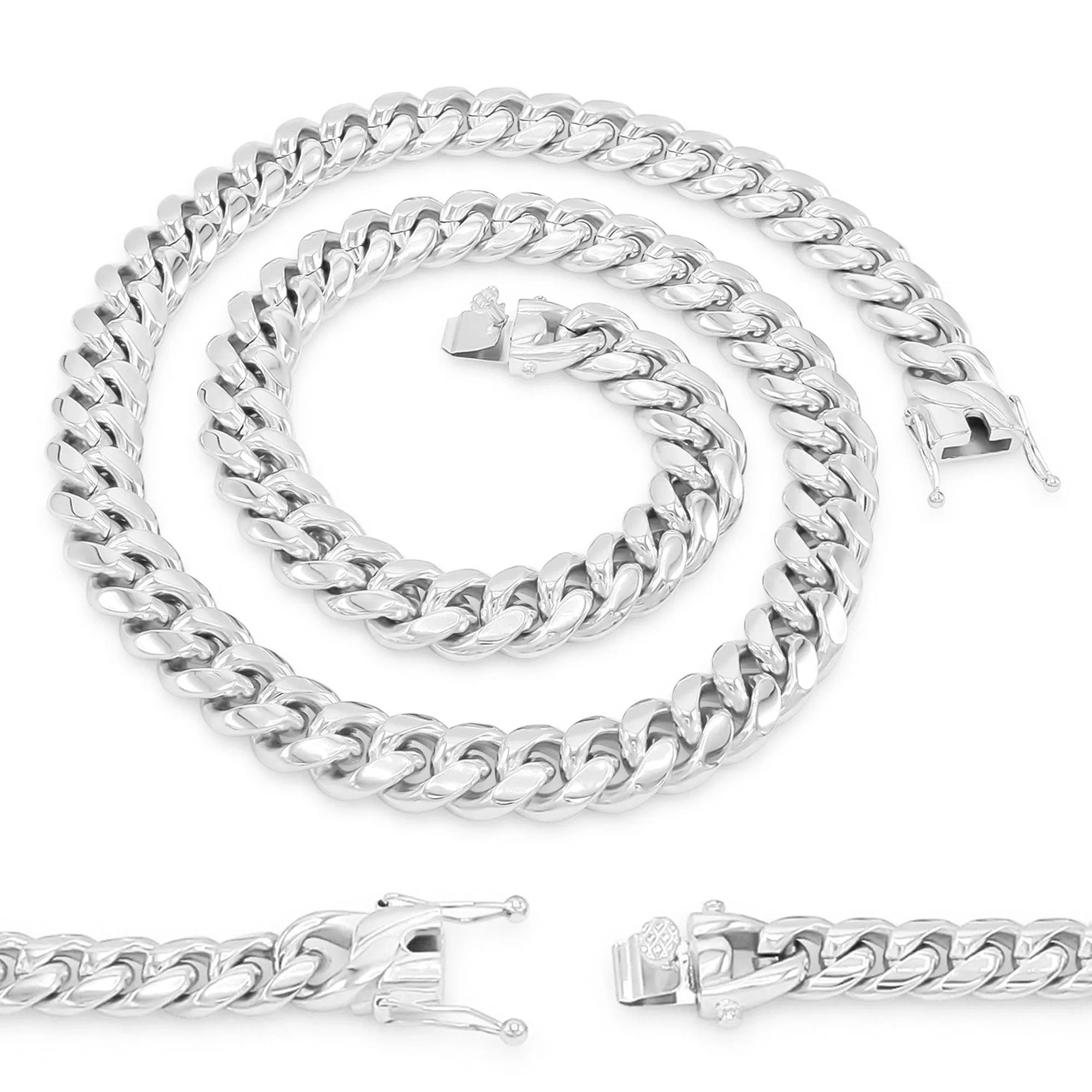 Silver Cuban Link Stainless Steel Necklace 30"