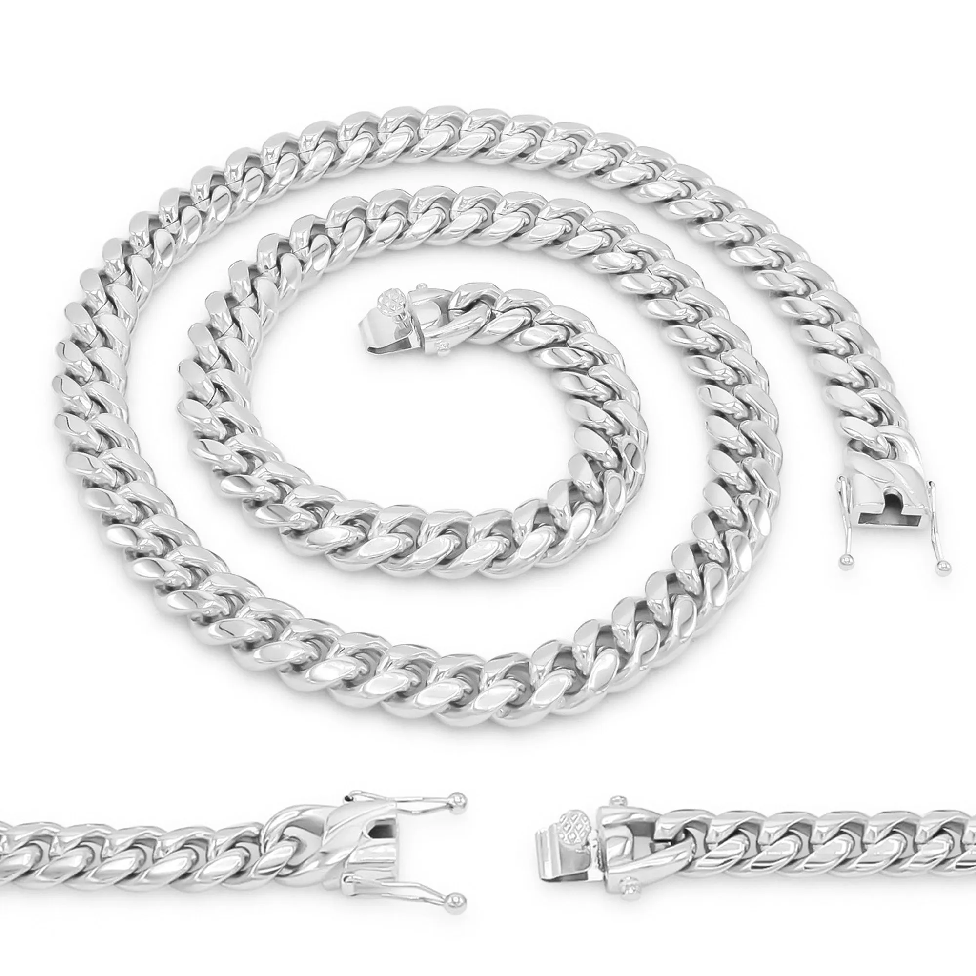Silver Cuban Link Stainless Steel Necklace 30"