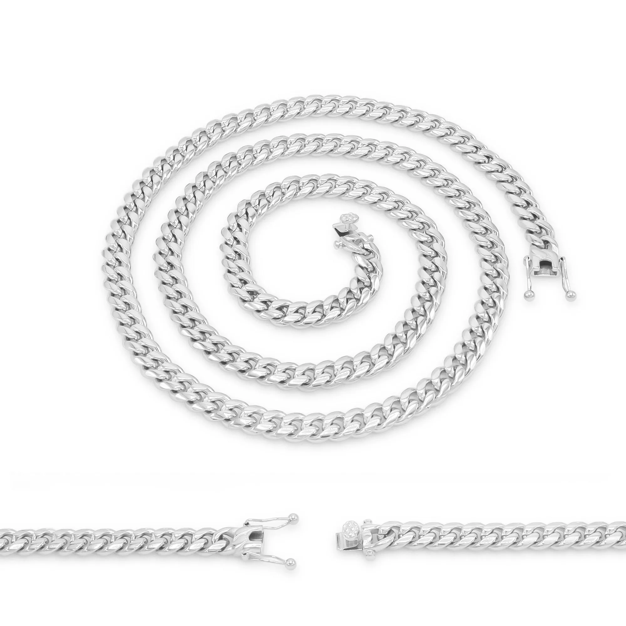 Silver Cuban Link Stainless Steel Necklace 30"