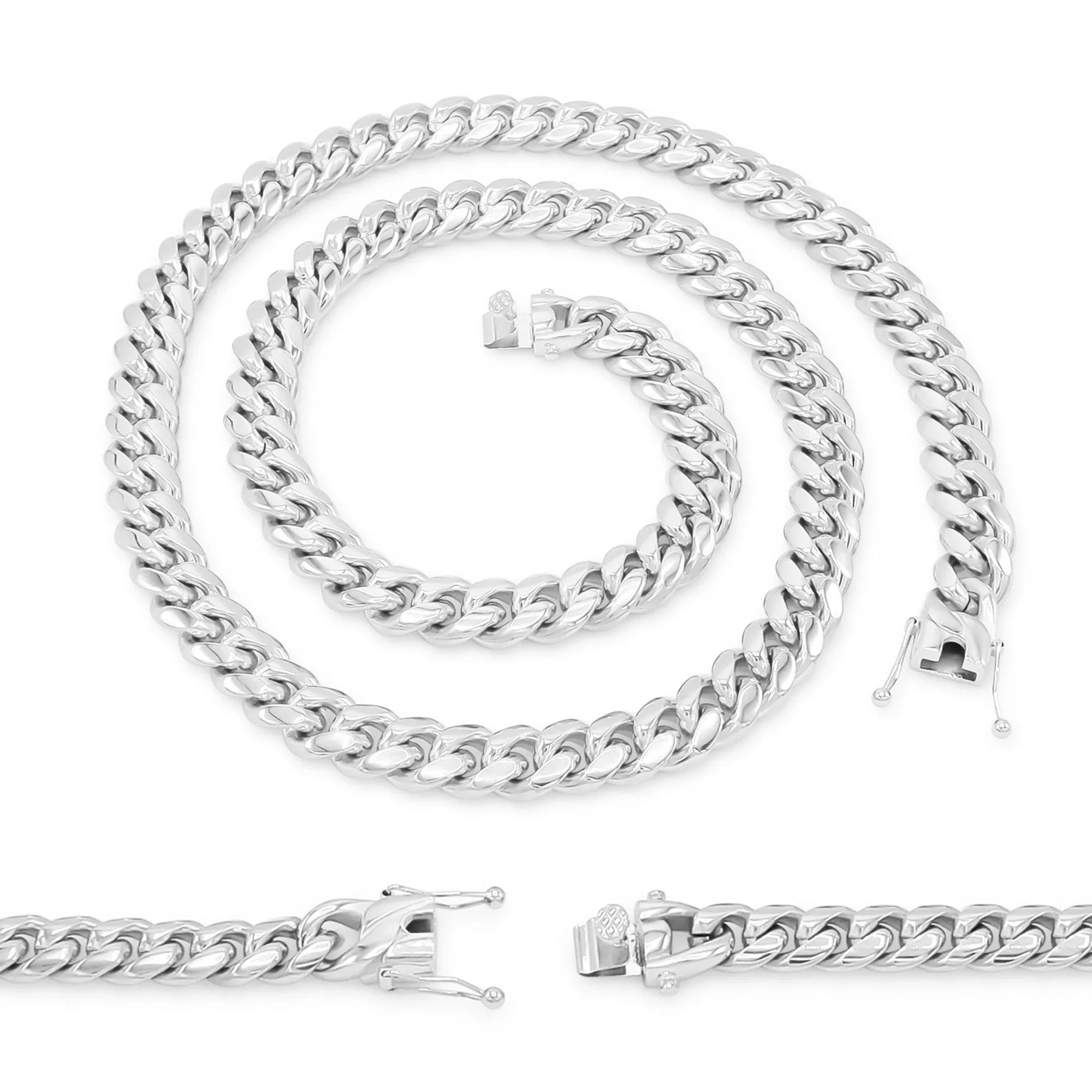 Silver Cuban Link Stainless Steel Necklace 30"