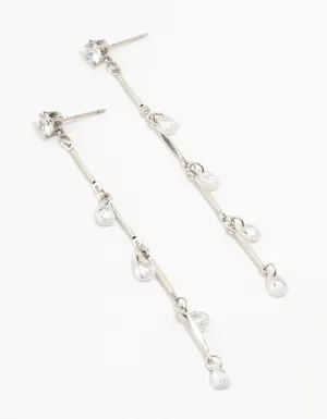 Silver Cubic Zirconia Droplet Drop Earrings