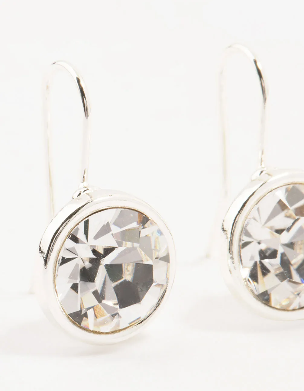 Silver Large Encased Bohemia Czech Crystal Drop Earrings