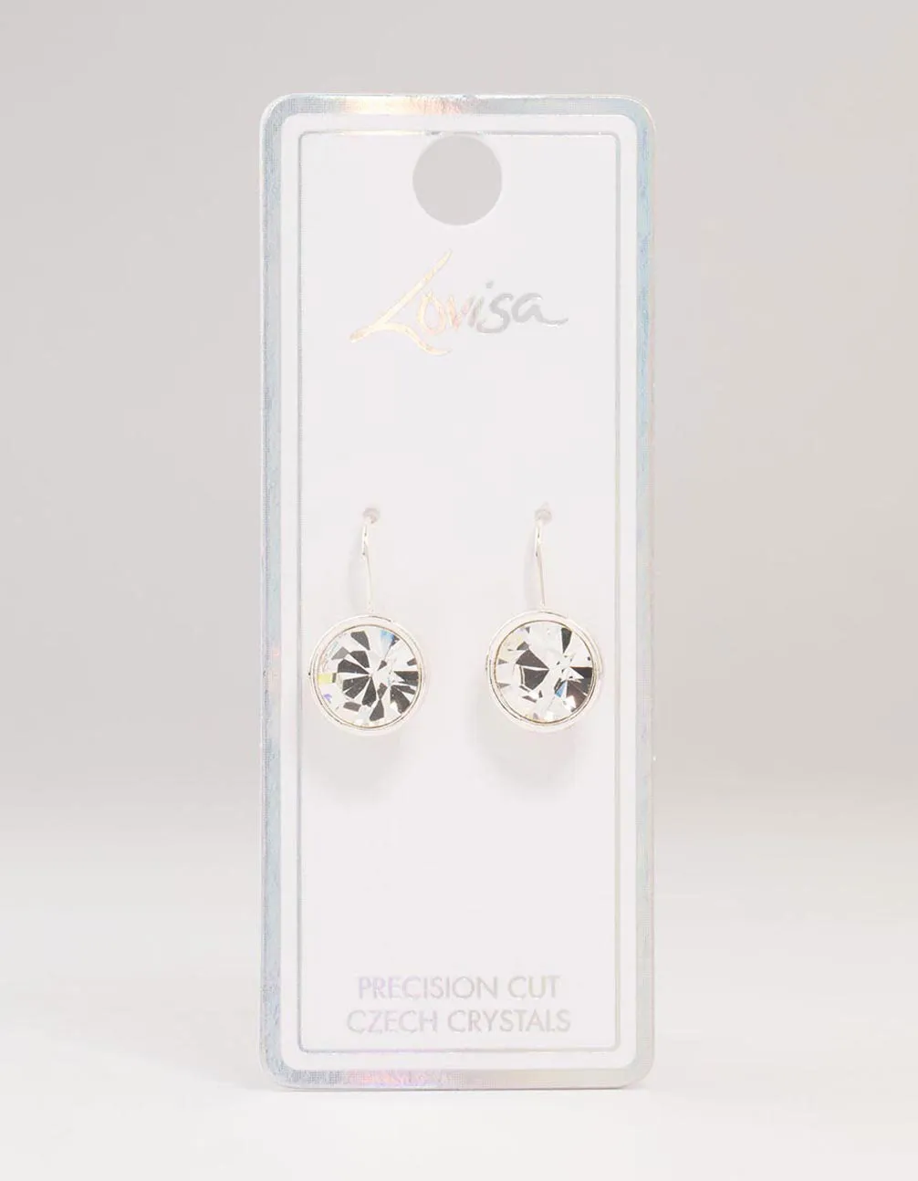 Silver Large Encased Bohemia Czech Crystal Drop Earrings