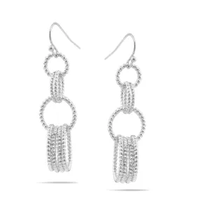 Silver multi link drop earrings #SQ5090S(OB14)