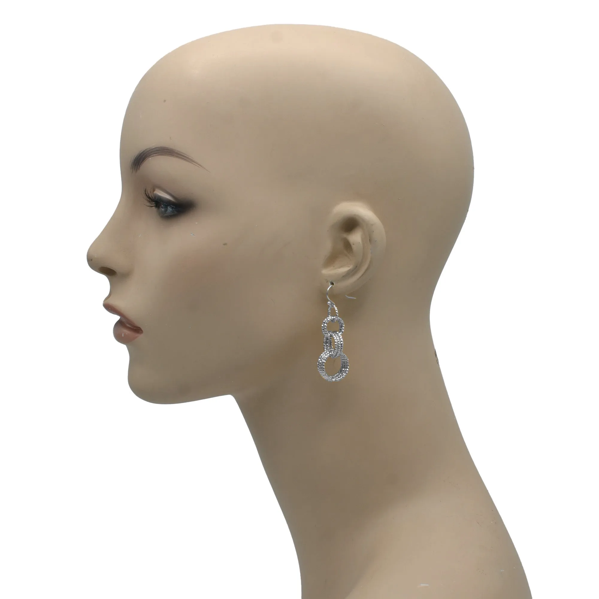 Silver multi link drop earrings #SQ5090S(OB14)