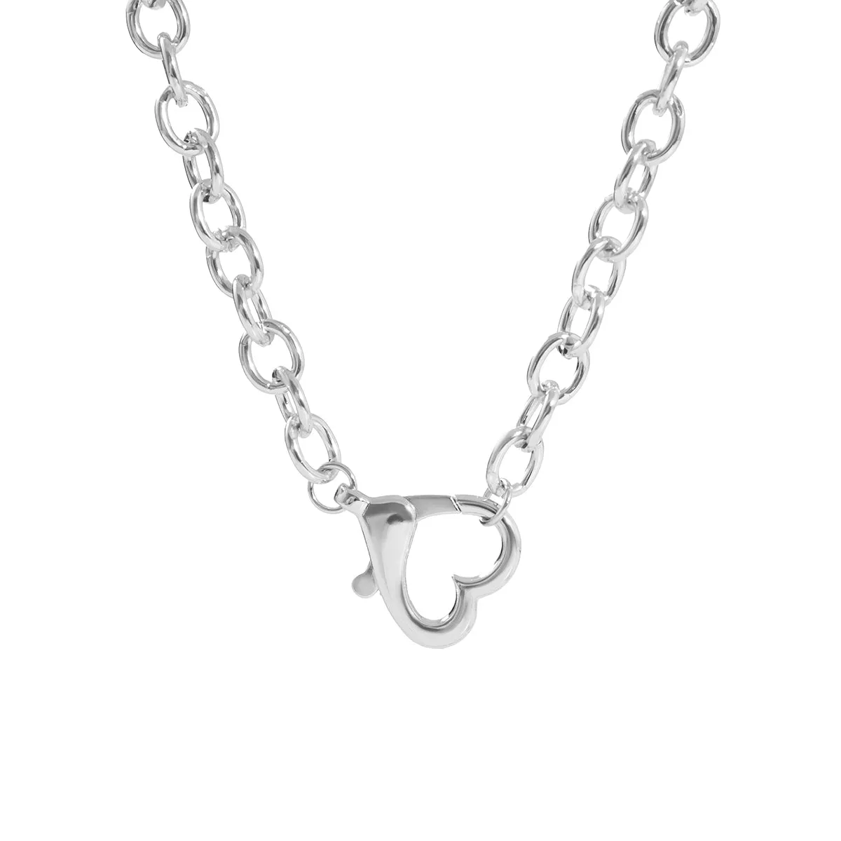 Silver-Plated Heart Clasp Chain Necklace