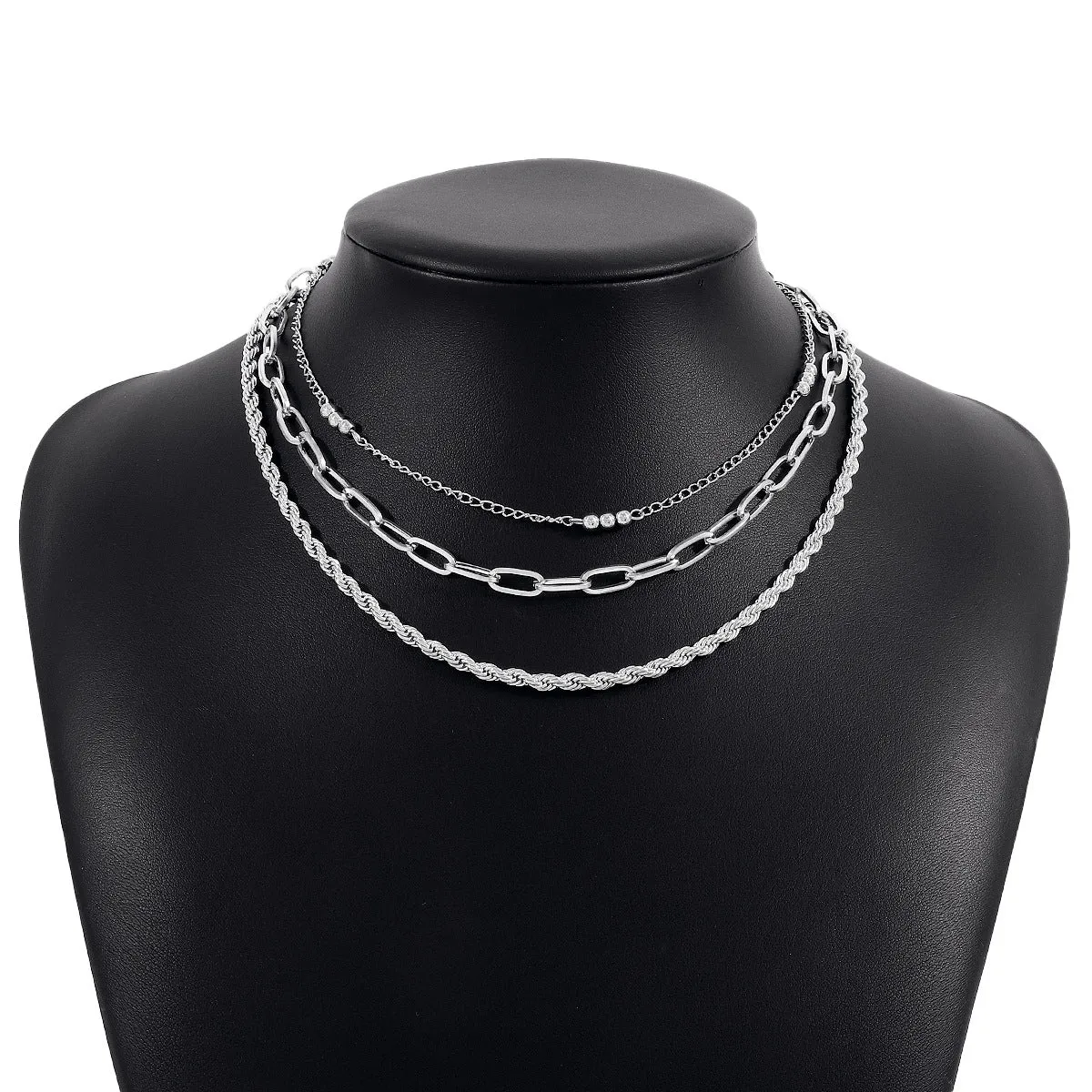 Silver-Plated Twine Necklace Set