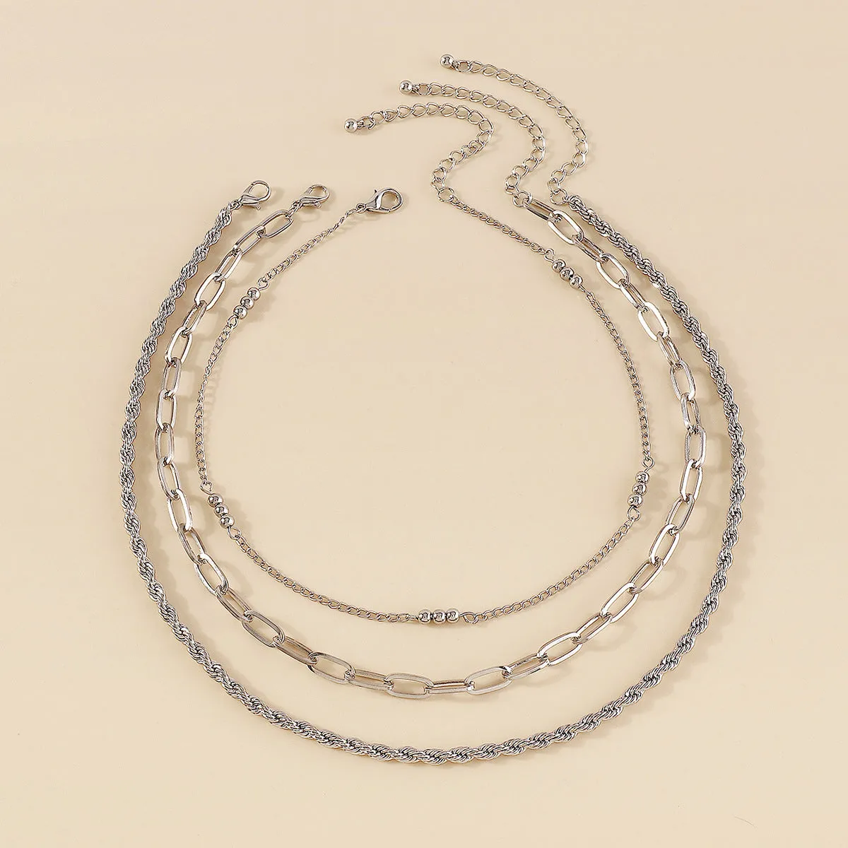 Silver-Plated Twine Necklace Set