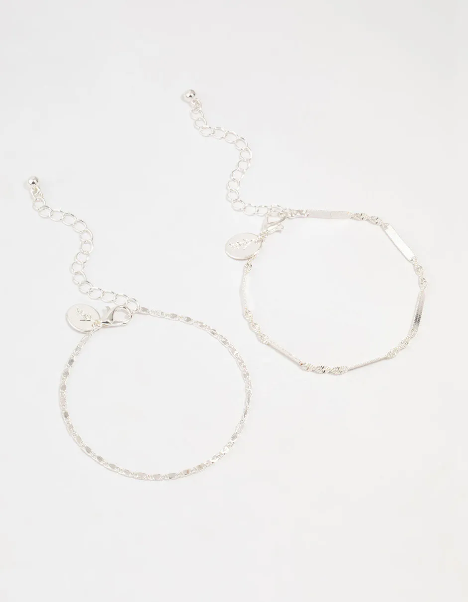 Silver Twist Tab Bracelets 2-Pack
