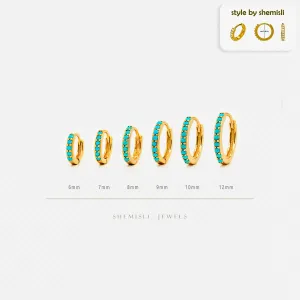 Simple Turquoise Hoop Earring, Huggies, 6, 7, 8, 9, 10, 12mm Unisex, Gold, Silver SHEMISLI SH052, SH053, SH054, SH055, SH056, SH057