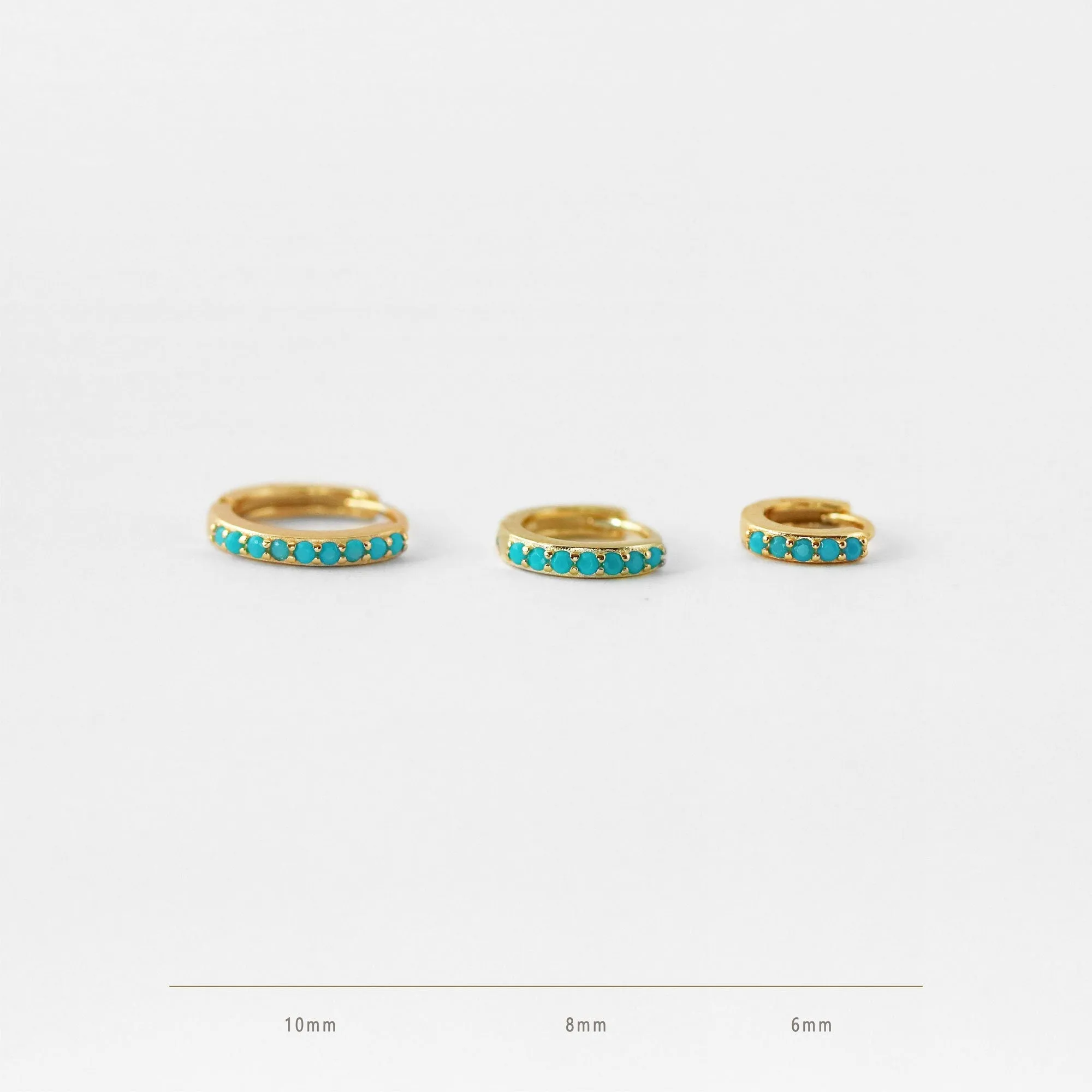 Simple Turquoise Hoop Earring, Huggies, 6, 7, 8, 9, 10, 12mm Unisex, Gold, Silver SHEMISLI SH052, SH053, SH054, SH055, SH056, SH057