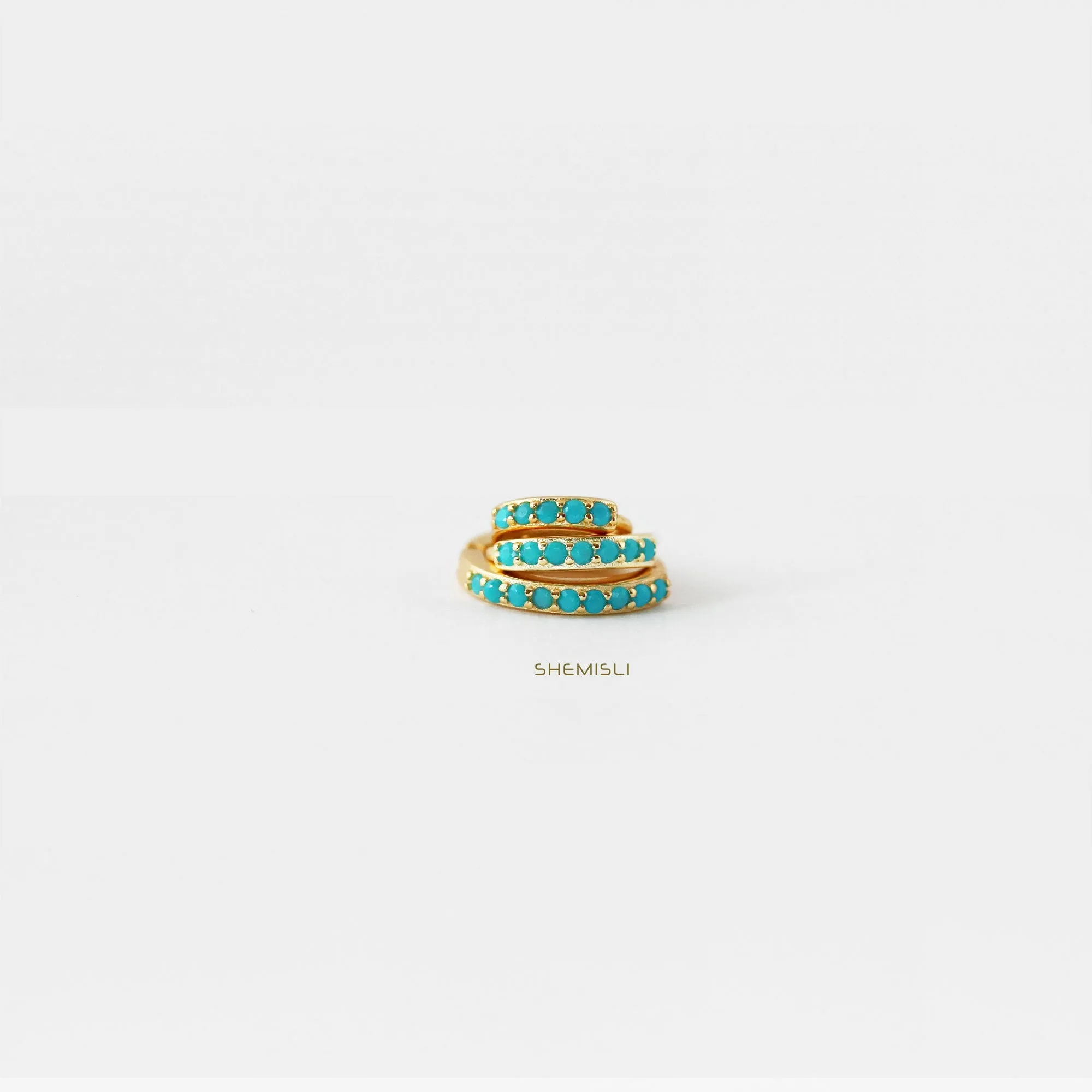Simple Turquoise Hoop Earring, Huggies, 6, 7, 8, 9, 10, 12mm Unisex, Gold, Silver SHEMISLI SH052, SH053, SH054, SH055, SH056, SH057
