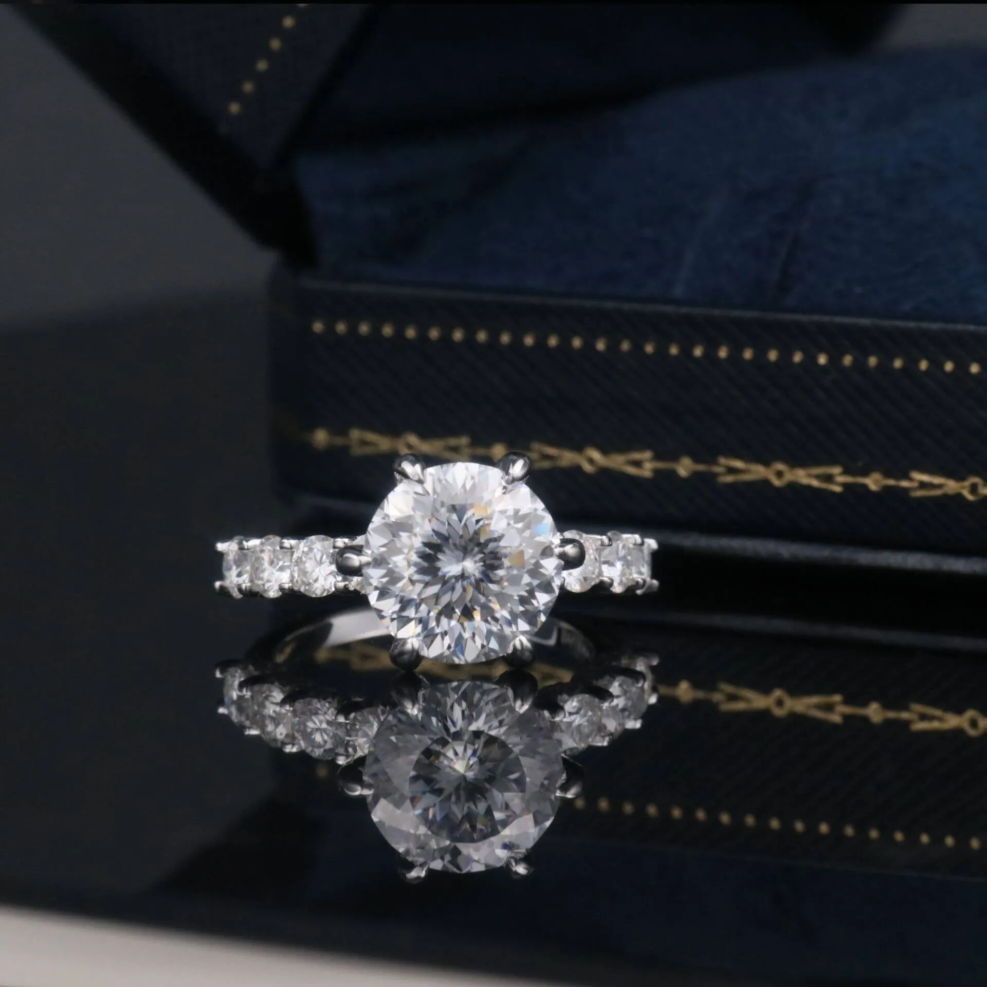 Six Prong Hearts & Arrows Cut Luxury Moissanite Ring