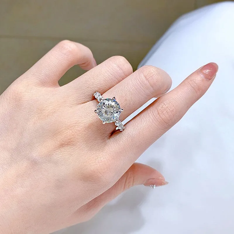 Six Prong Hearts & Arrows Cut Luxury Moissanite Ring