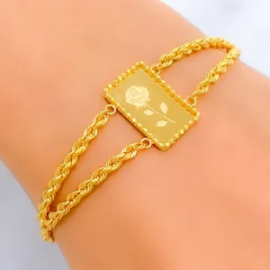 Sleek Flower 21k Gold Bracelet