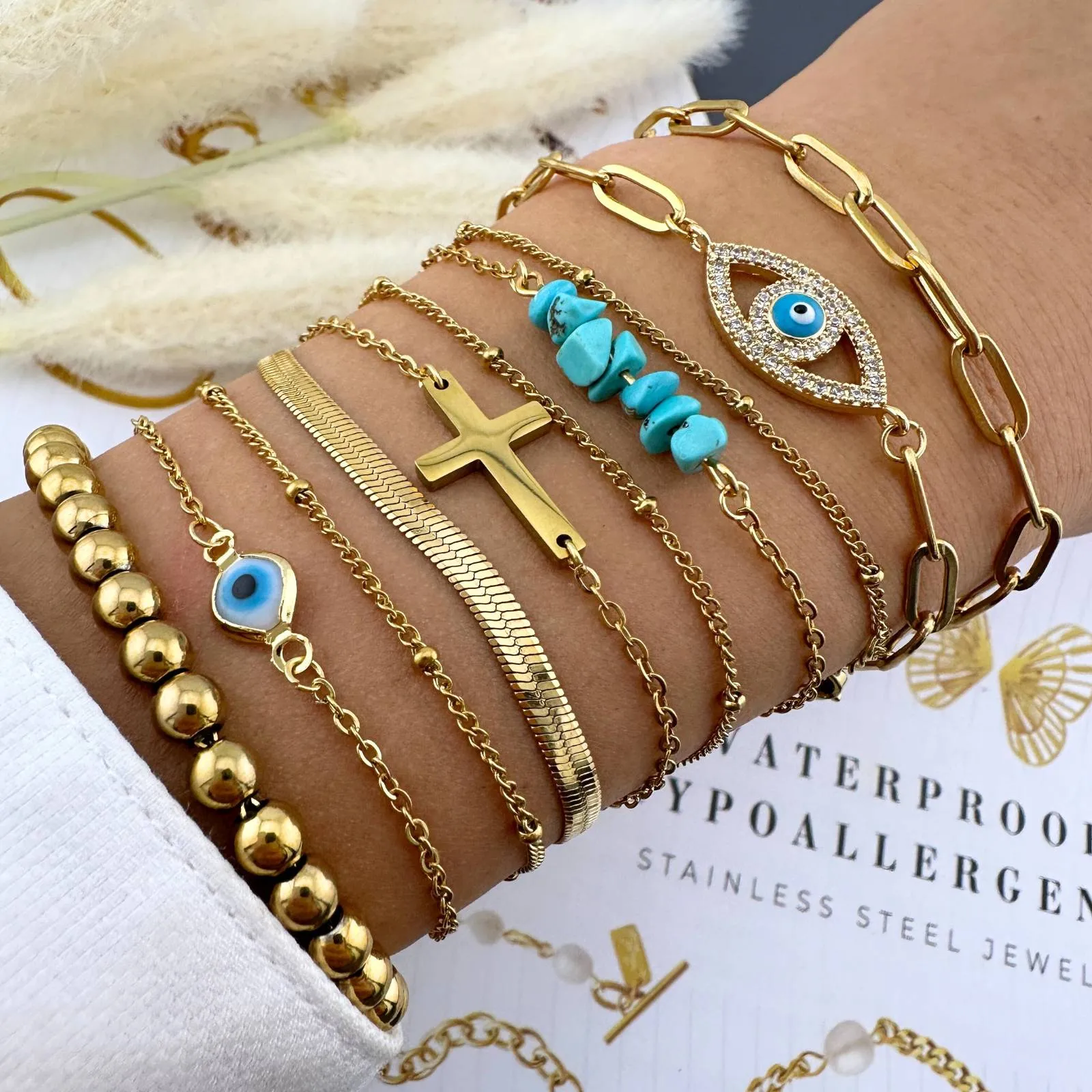 Sleek Herringbone Chain Bracelet – 18K Gold