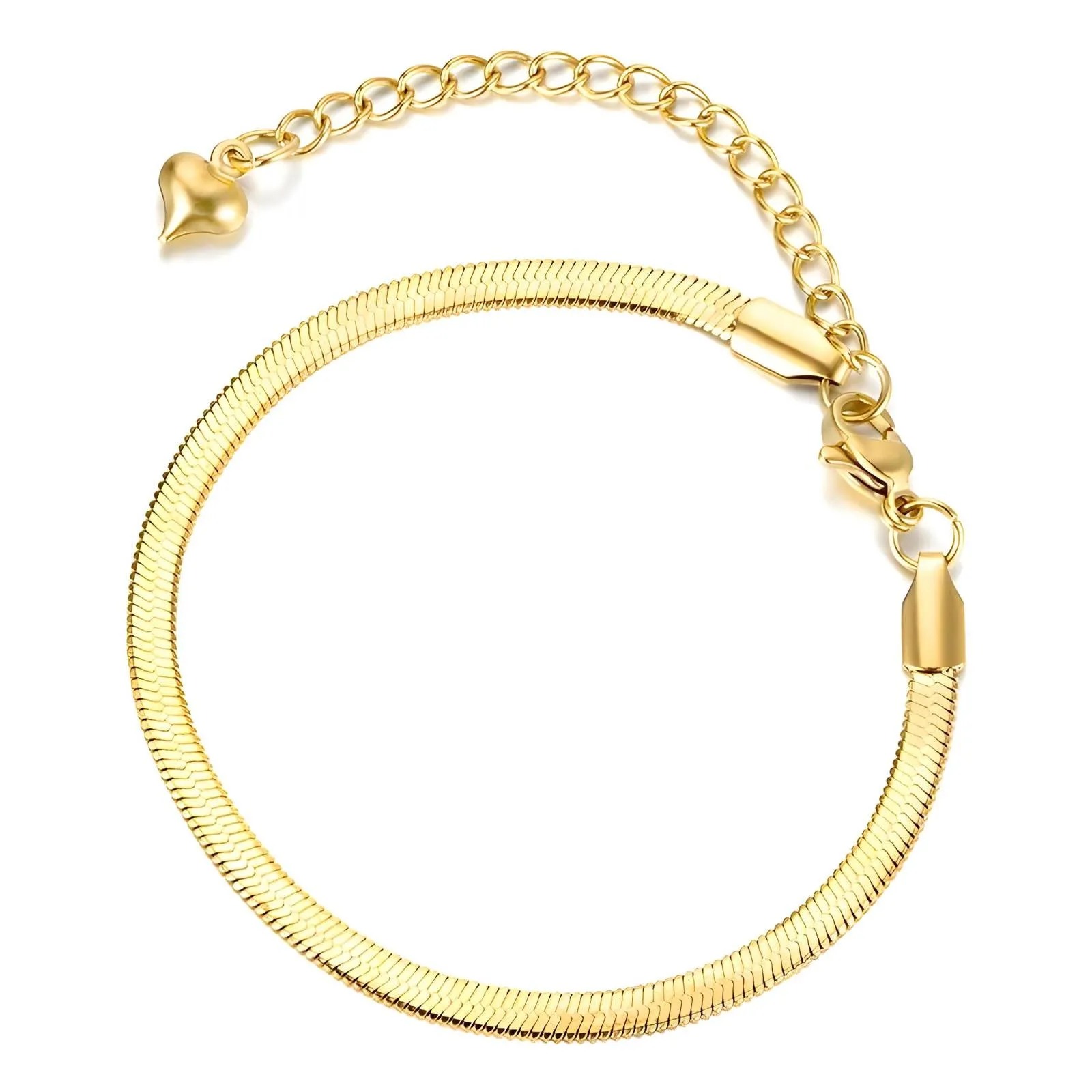 Sleek Herringbone Chain Bracelet – 18K Gold