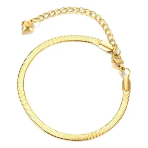 Sleek Herringbone Chain Bracelet – 18K Gold