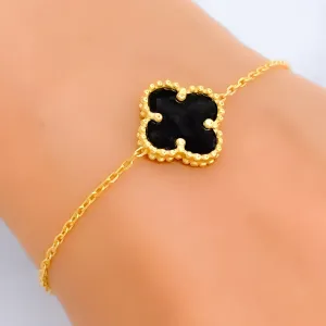 Sleek Sophisticated 21k Gold Clover Bracelet