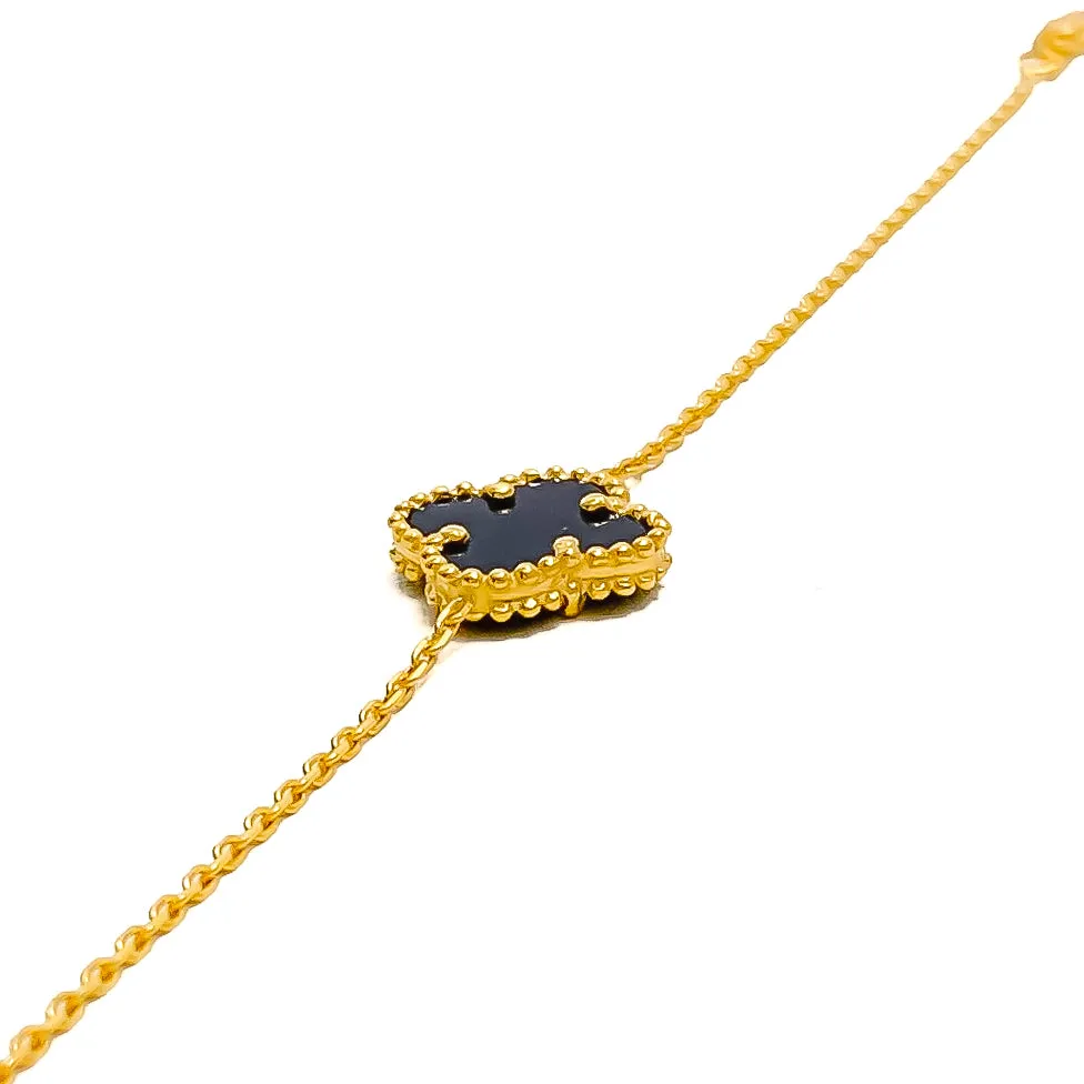 Sleek Sophisticated 21k Gold Clover Bracelet