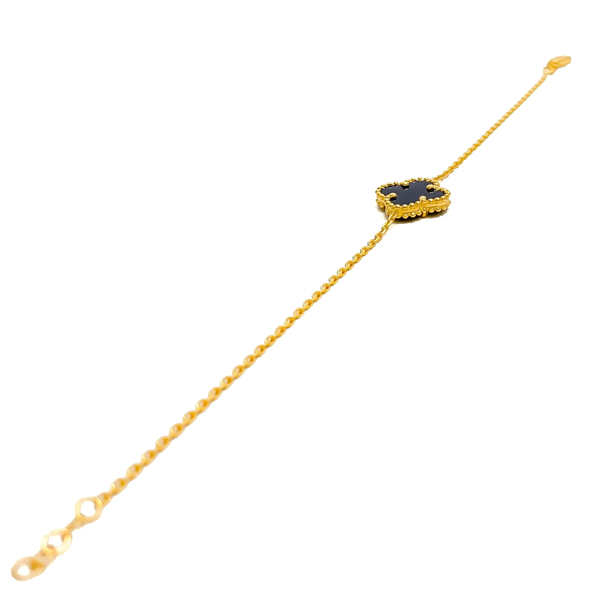 Sleek Sophisticated 21k Gold Clover Bracelet