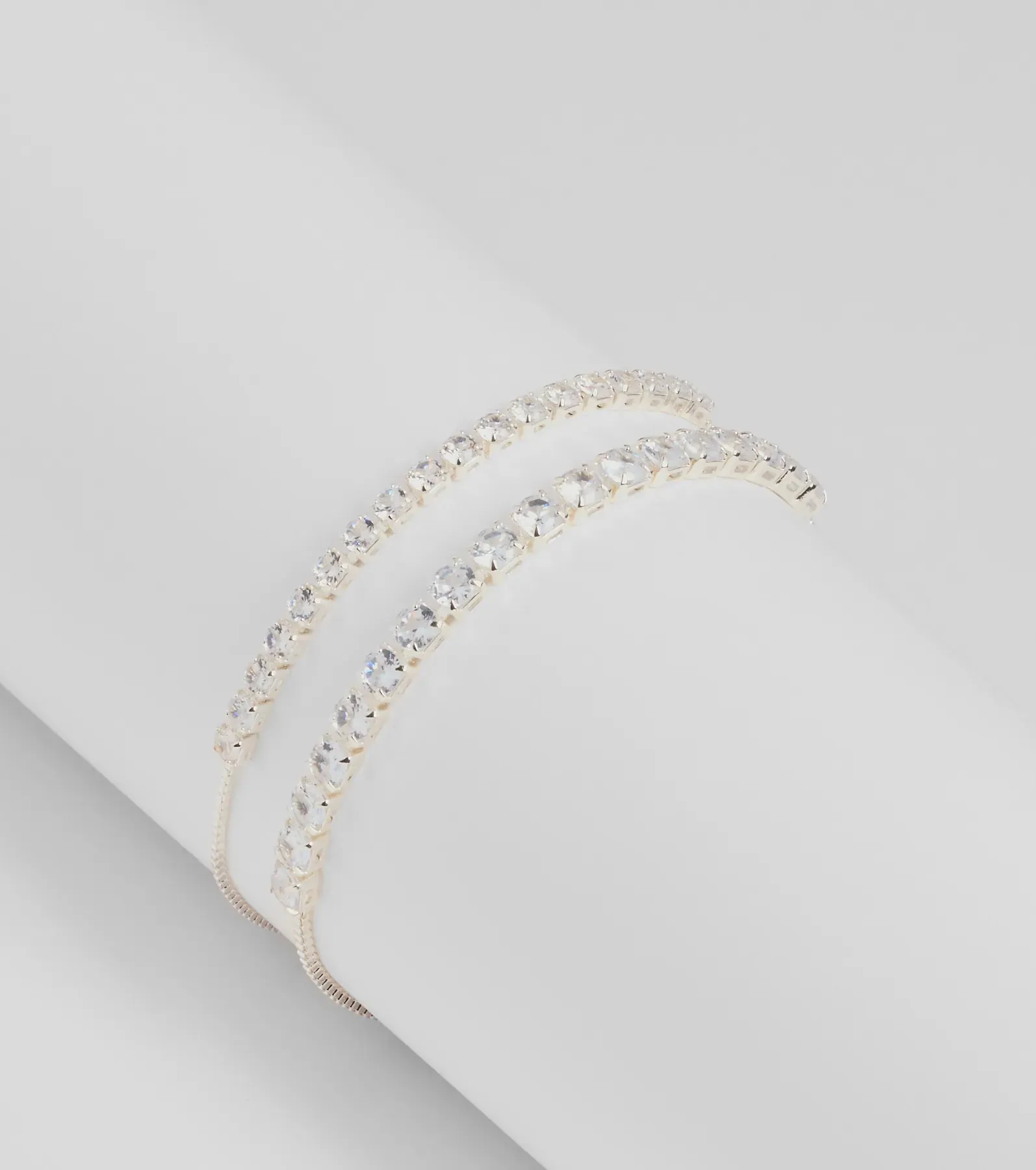 Sleek Sophistication Rhinestone Tennis Bracelet Two-Pack