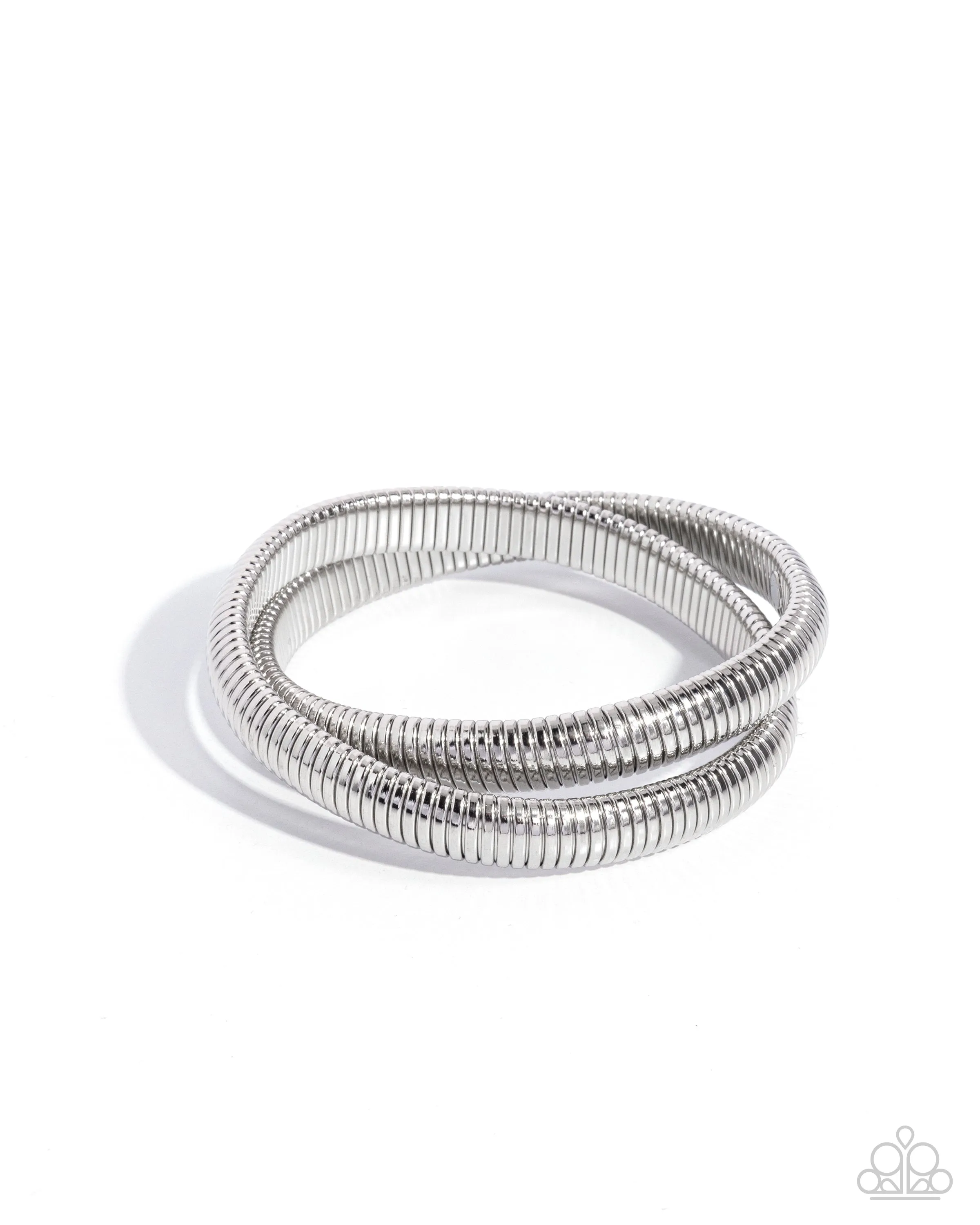 Sleek Specialty - Silver - Interlocked Chain Paparazzi Stretchy Bracelet - October 2024 Possible Pop-Up Shop Exclusive