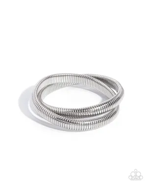 Sleek Specialty - Silver - Interlocked Chain Paparazzi Stretchy Bracelet - October 2024 Possible Pop-Up Shop Exclusive
