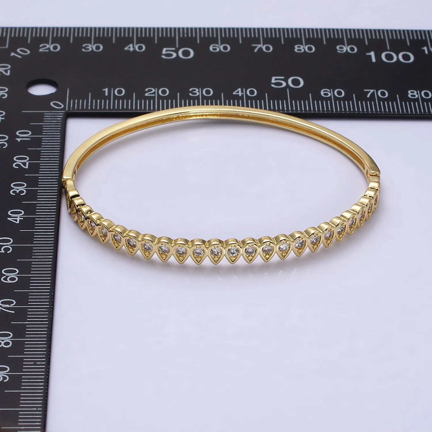 Slim Tear Drop Cz Bangle Bracelet 14k Gold Filled Stackable Bangle Bracelet | Hinge Locking | WA-1755