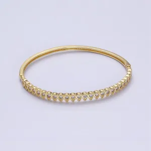 Slim Tear Drop Cz Bangle Bracelet 14k Gold Filled Stackable Bangle Bracelet | Hinge Locking | WA-1755