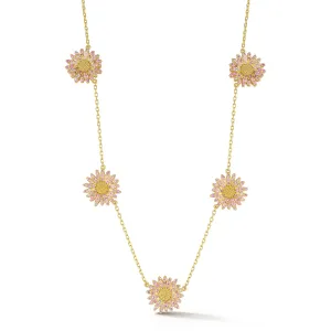 Small Daisy Station Necklace with Pink Sapphires