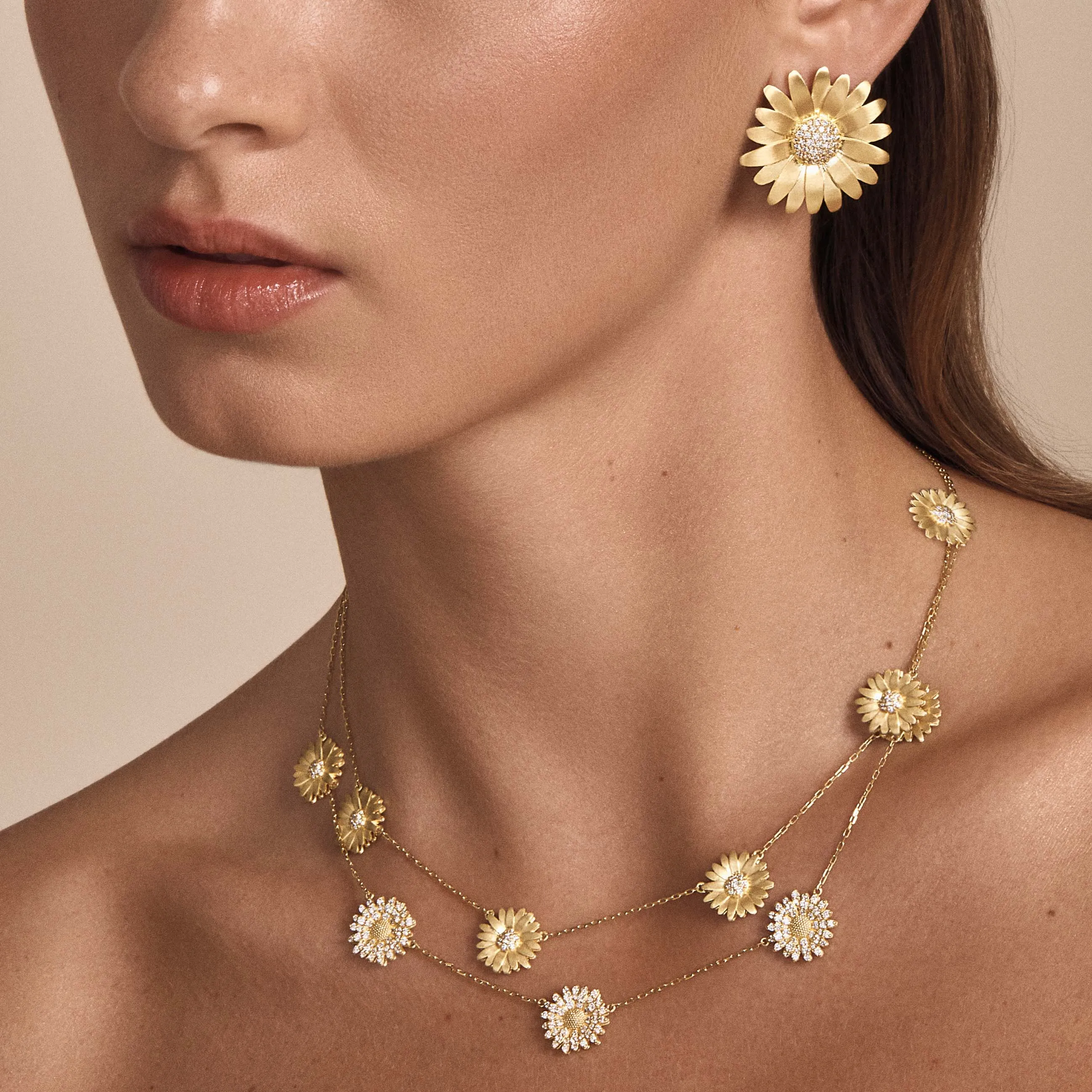 Small Daisy Station Necklace with Pink Sapphires