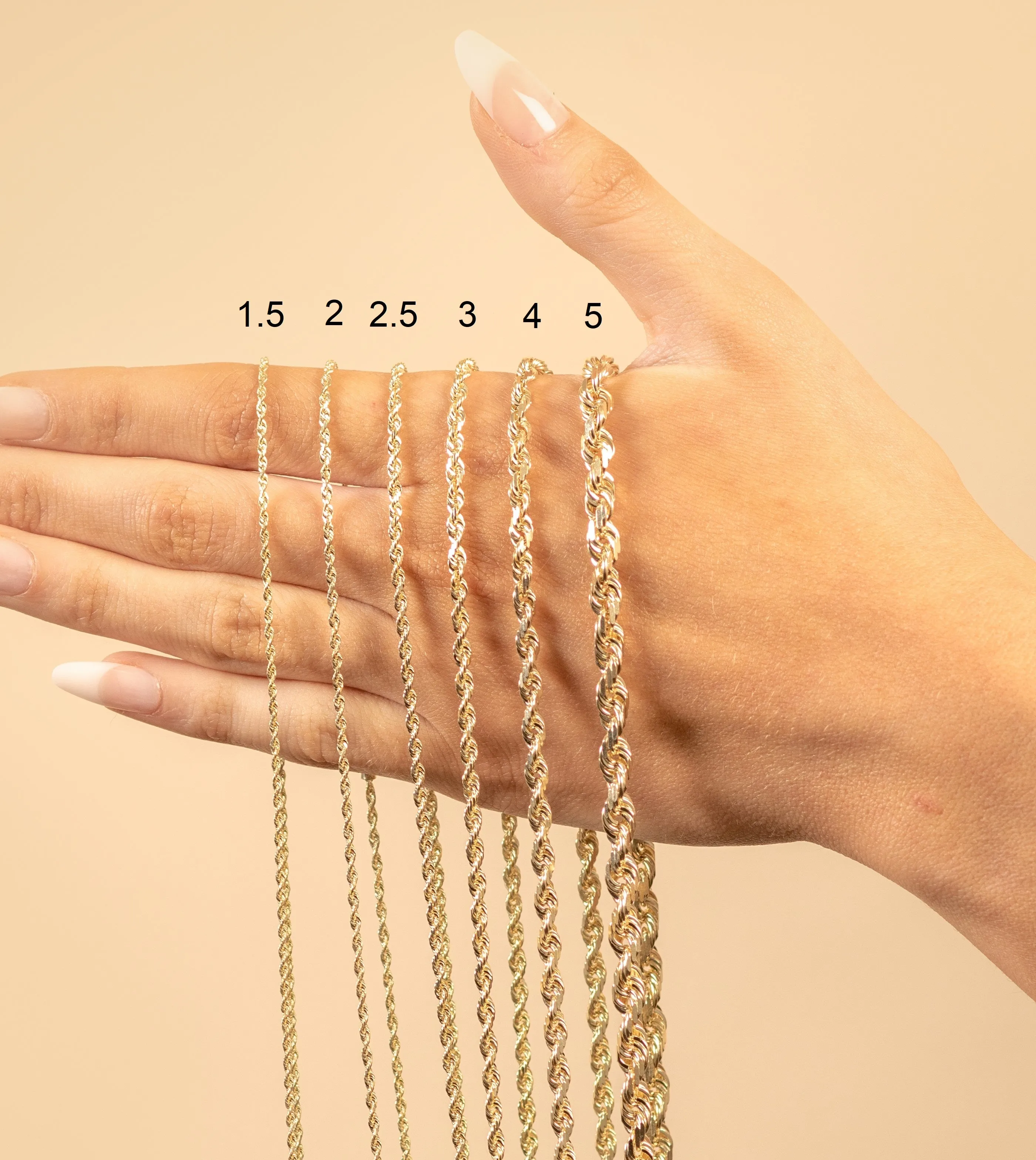 Solid 10k Gold Rope Chain Necklace
