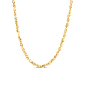 Solid 10k Gold Rope Chain Necklace