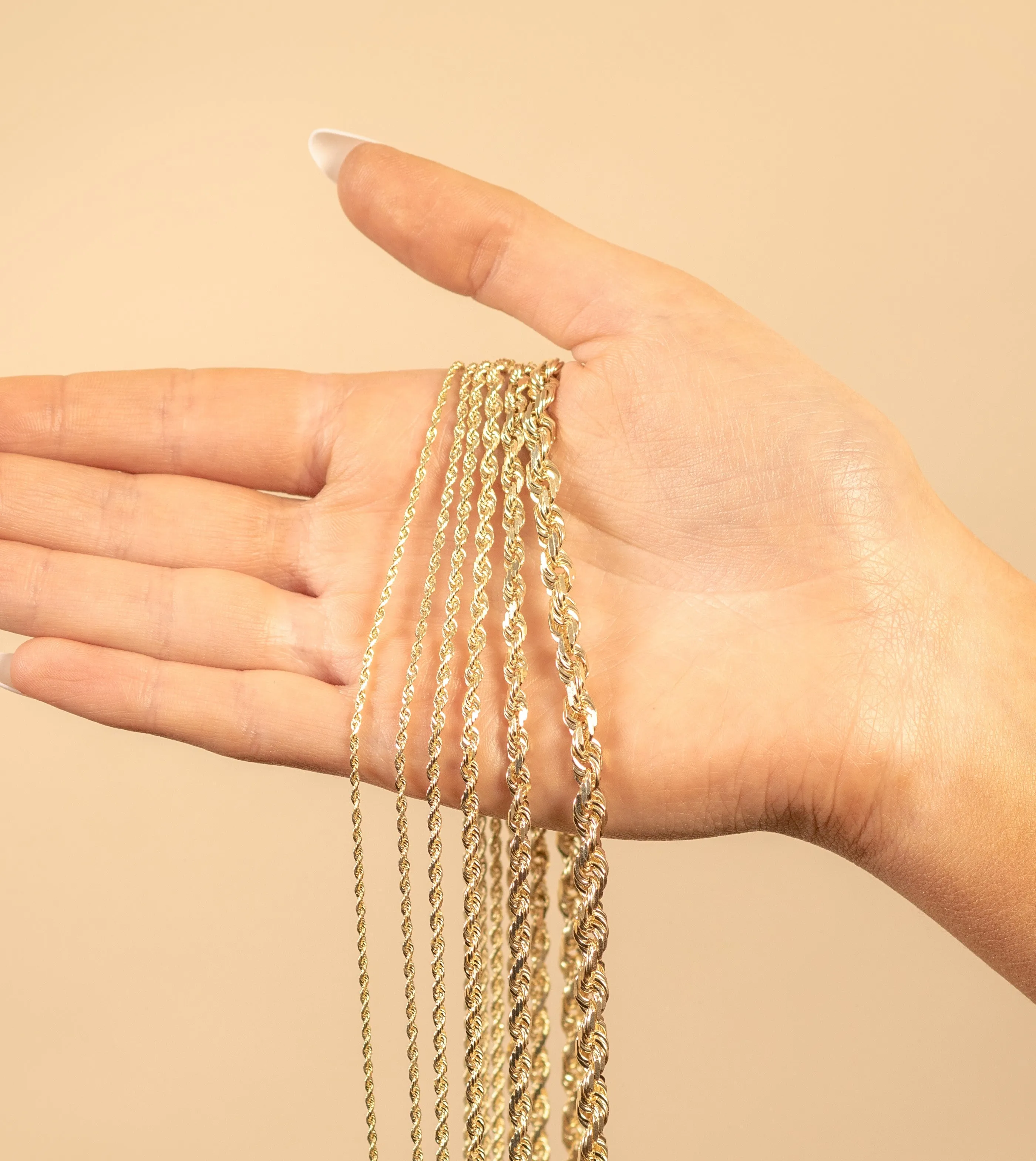 Solid 10k Gold Rope Chain Necklace
