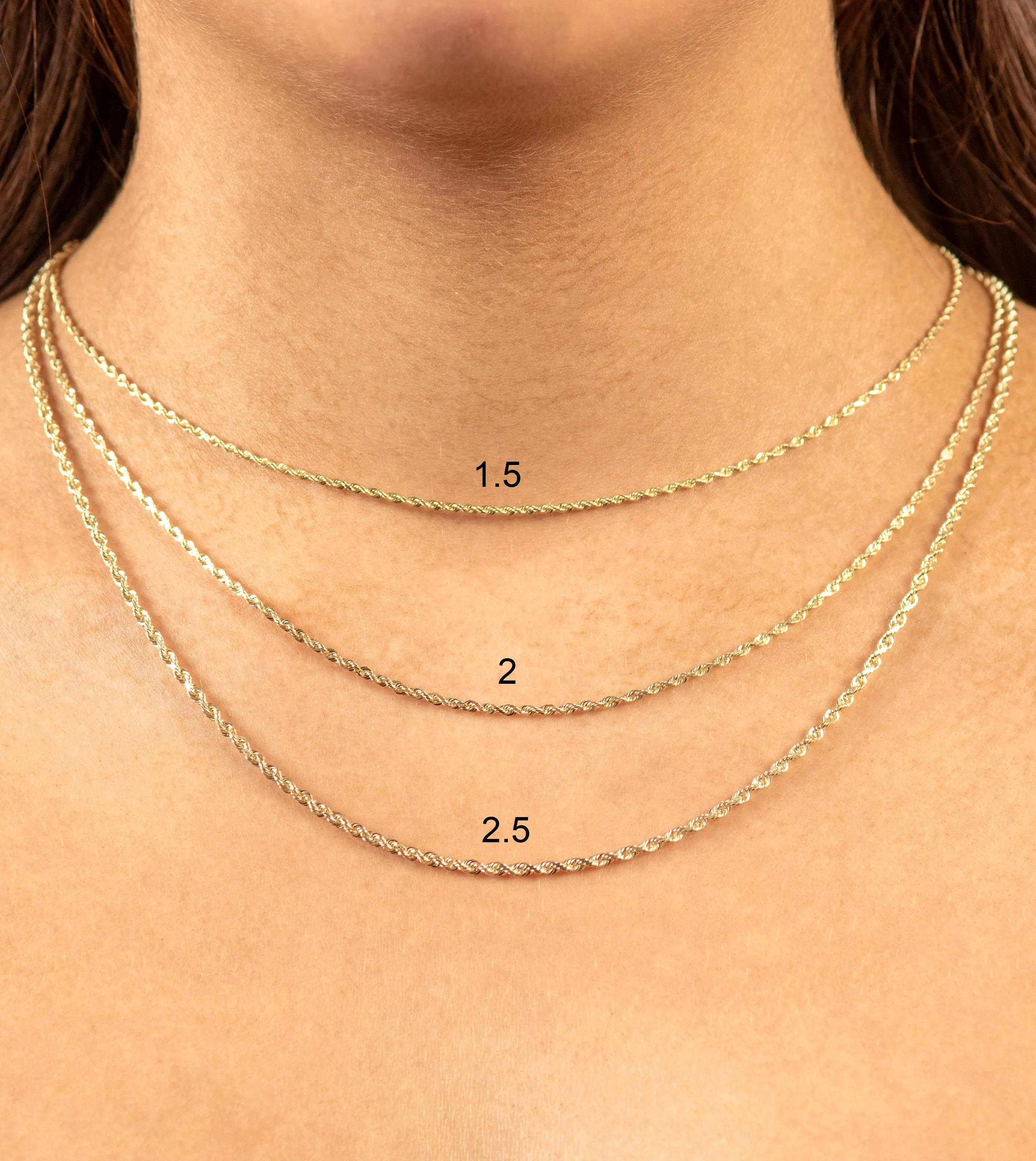 Solid 10k Gold Rope Chain Necklace