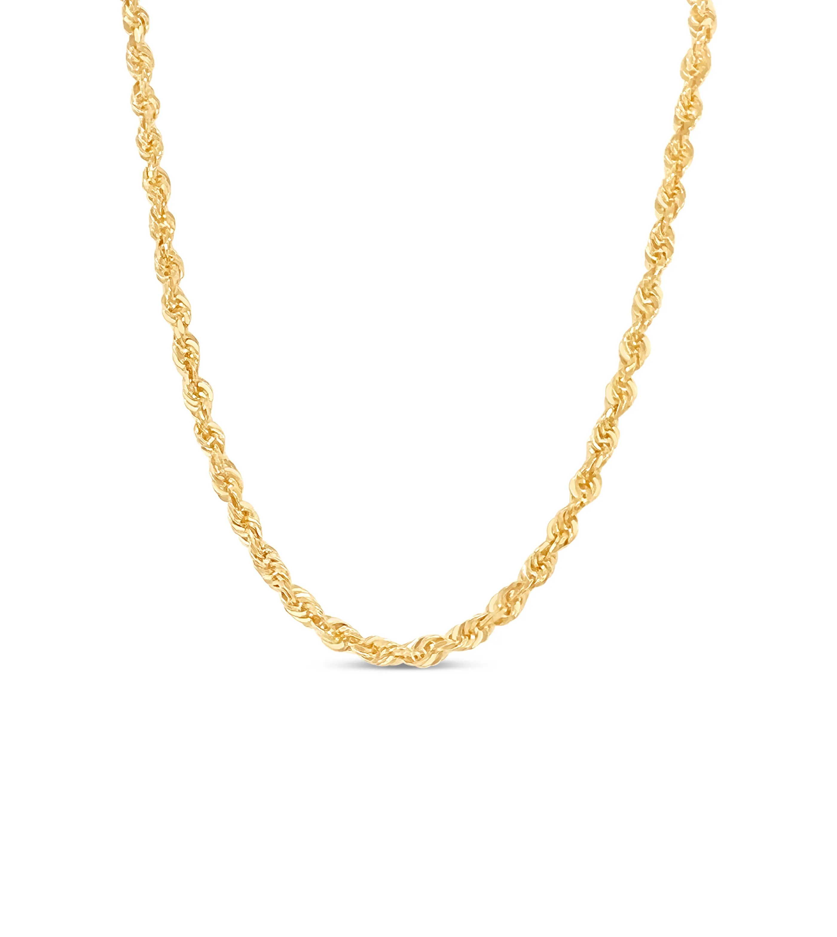 Solid 10k Gold Rope Chain Necklace