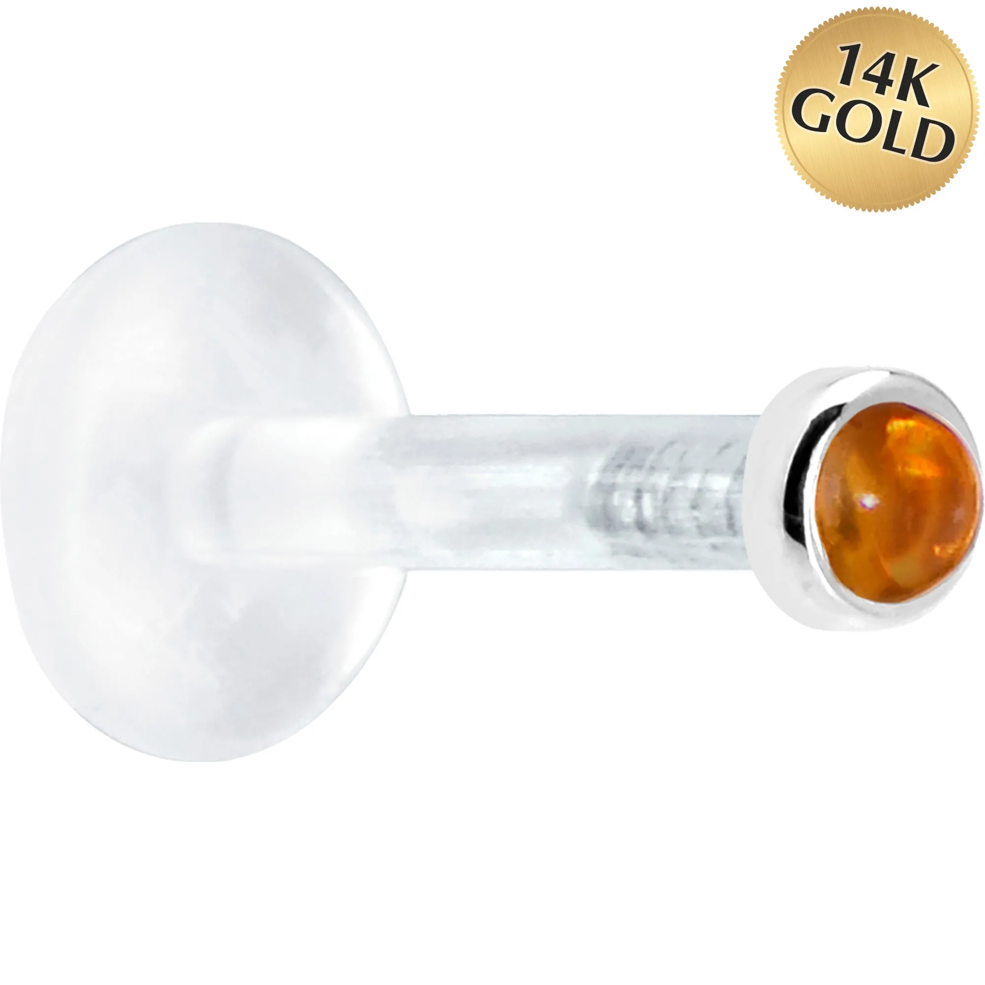 Solid 14KT White Gold 2mm Genuine Citrine Bioplast Push in Monroe