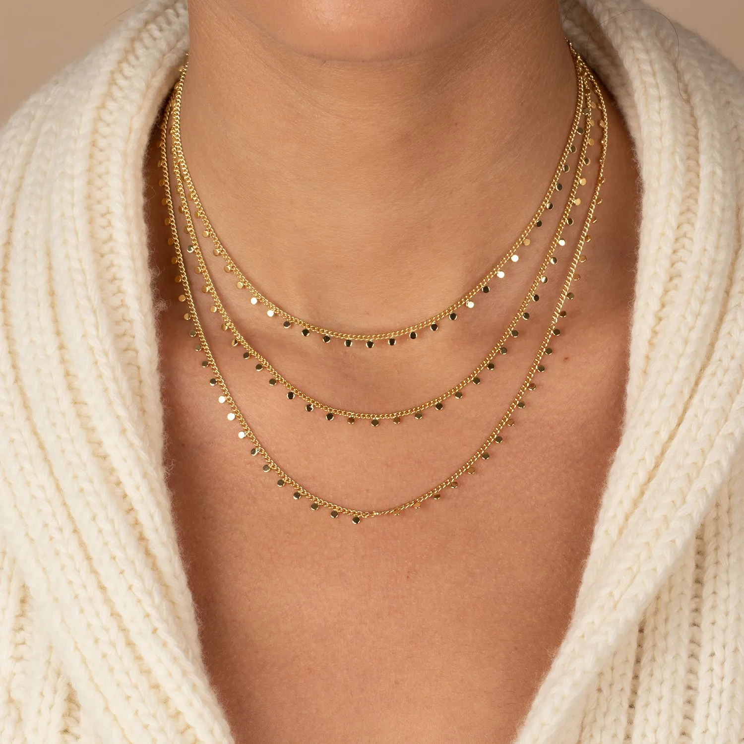 Solid Dangling Discs Cuban Link Necklace Combo Set