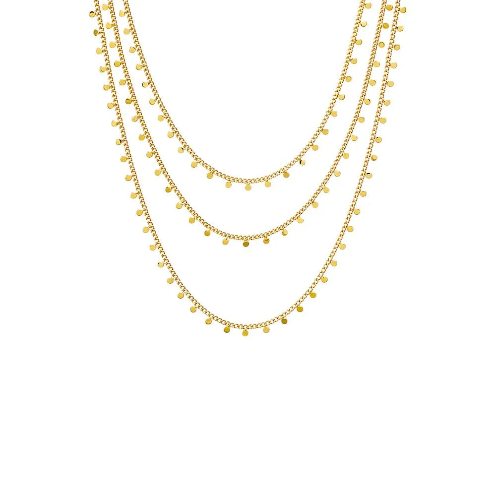 Solid Dangling Discs Cuban Link Necklace Combo Set