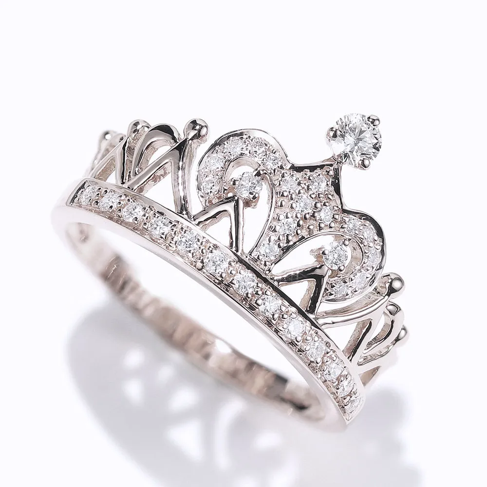 Solid Gold Diamond Tiara Crown Ring