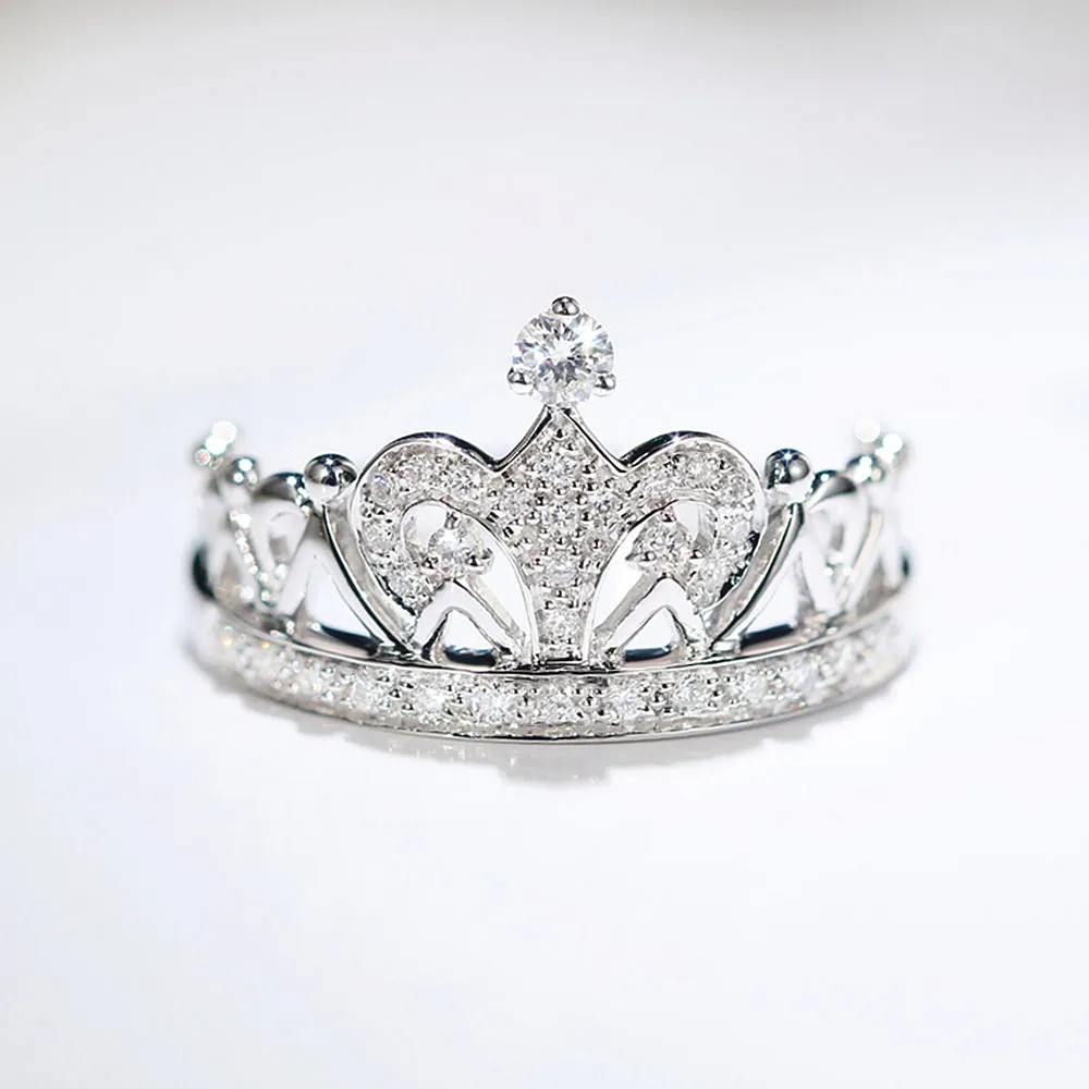 Solid Gold Diamond Tiara Crown Ring