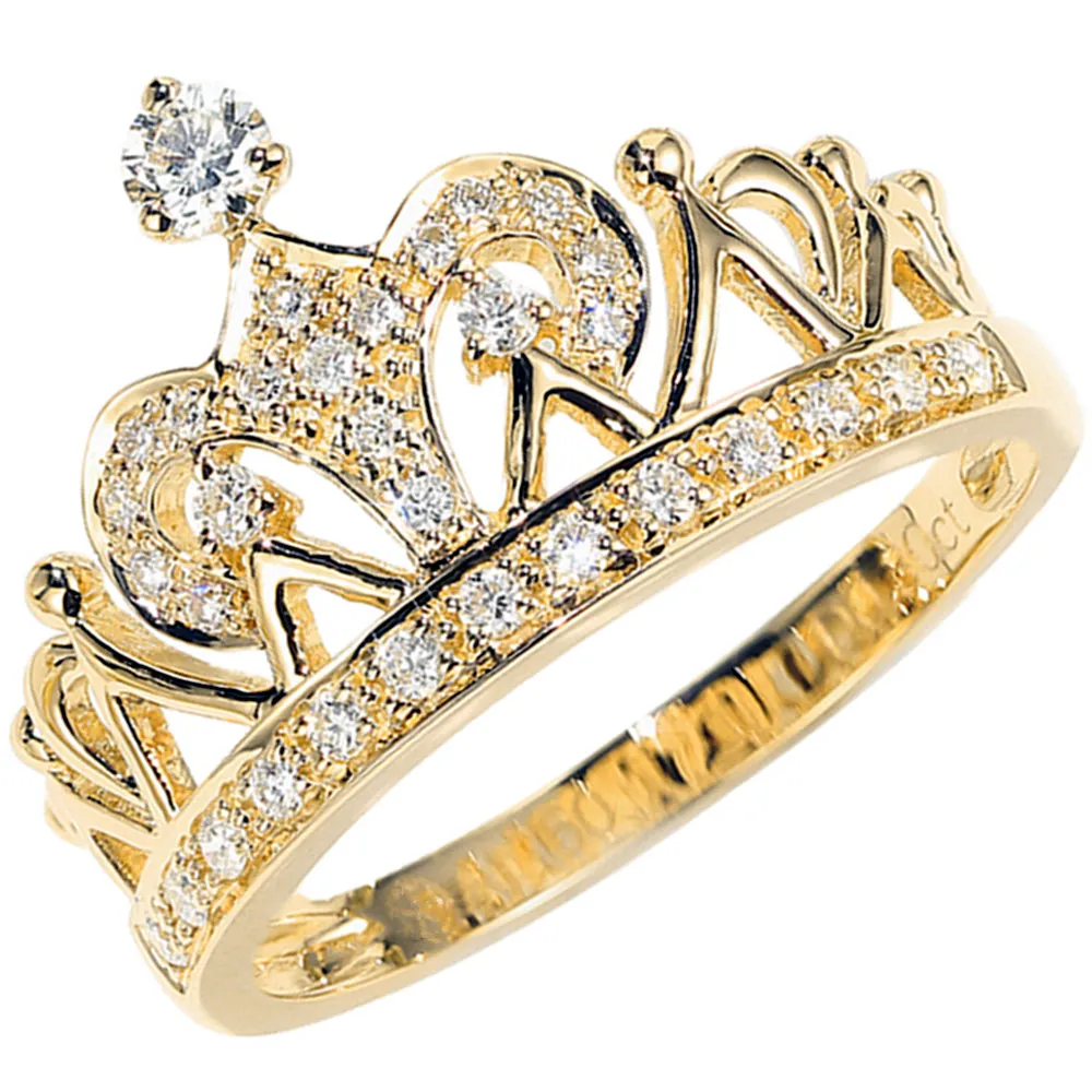 Solid Gold Diamond Tiara Crown Ring