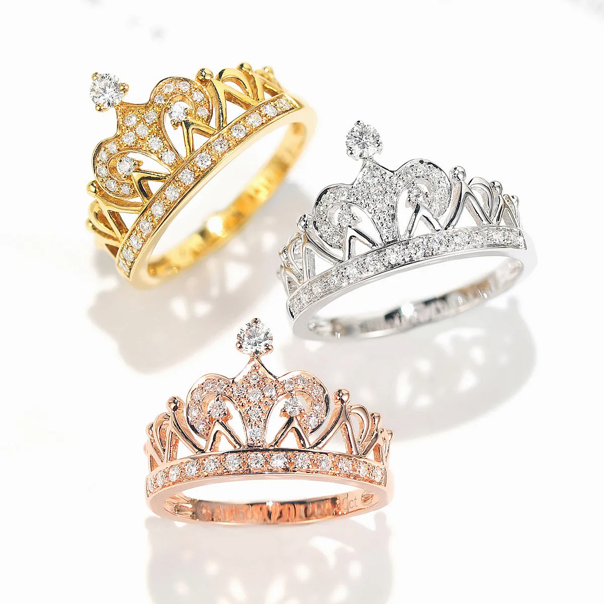 Solid Gold Diamond Tiara Crown Ring