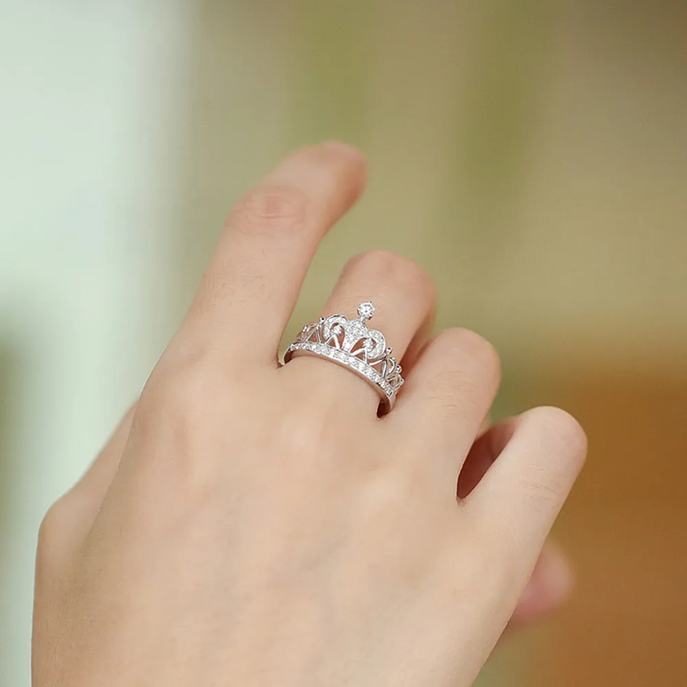 Solid Gold Diamond Tiara Crown Ring