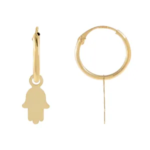 Solid Hamsa Hoop Earring 14K