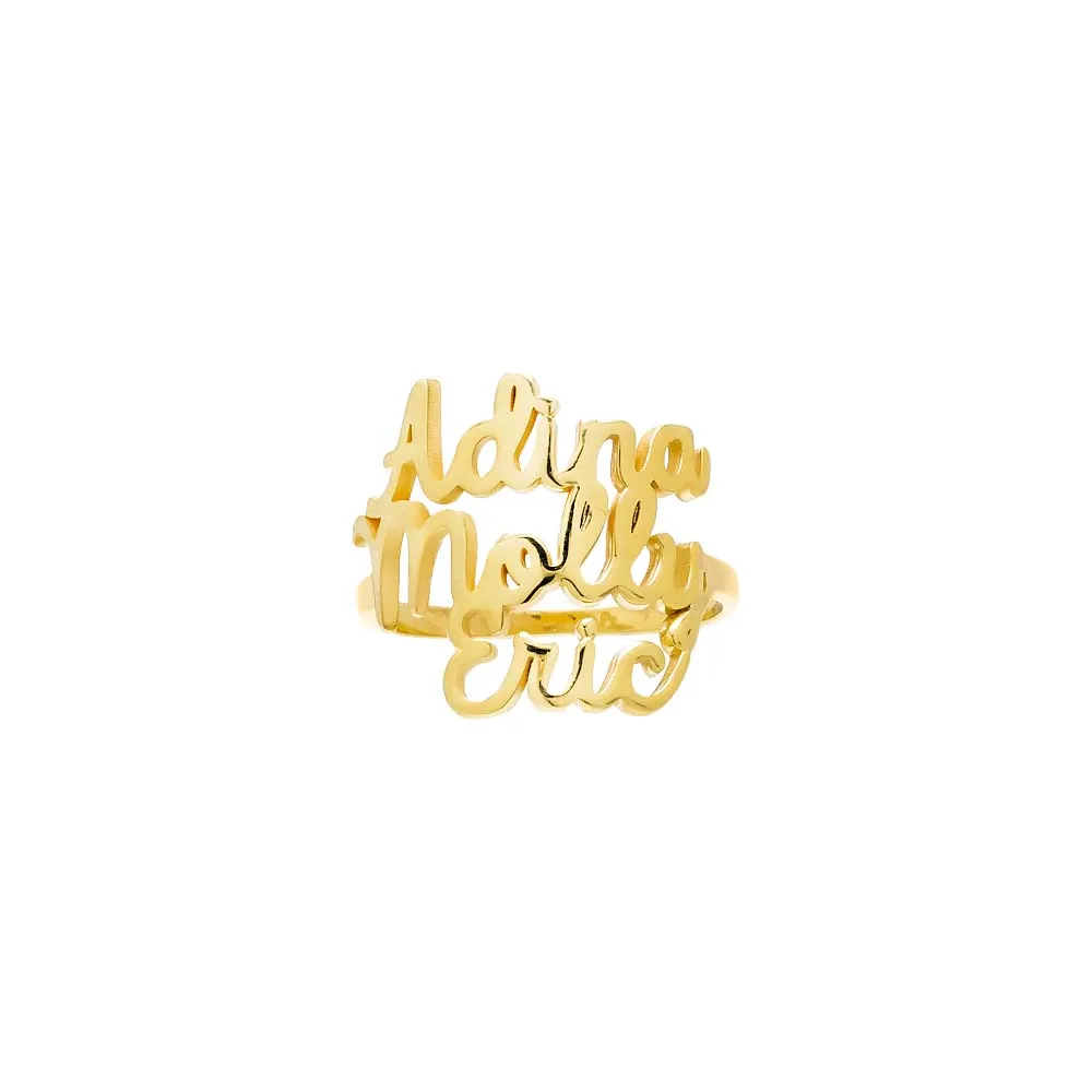 Solid Triple Name Ring