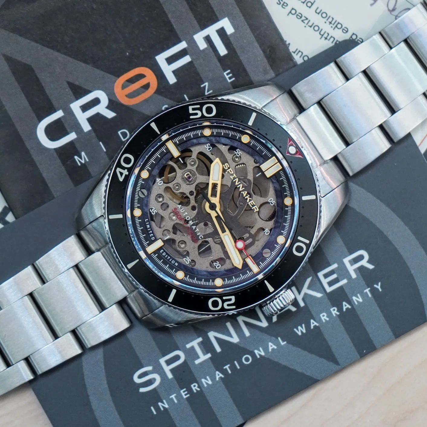 SPINNAKER Croft Mid-Size Skeleton Automatic Watch SP-5095 Limited Edition Wristwatch - ALL Original 2-Box & Papers