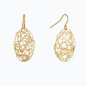 Spun Oval Gold Wire Earrings